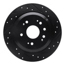 R1 10-15 Honda Accord Crosstour Rear Right Drilled & Slotted Black Brake Rotor