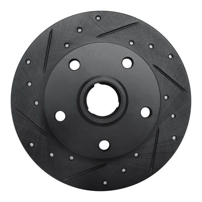 R1 96-08 Audi A4 (Mexico) Rear Left Drilled & Slotted Black Brake Rotor