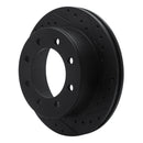 R1 99-20 Chevrolet Express 2500 Rear Right Drilled & Slotted Black Brake Rotor