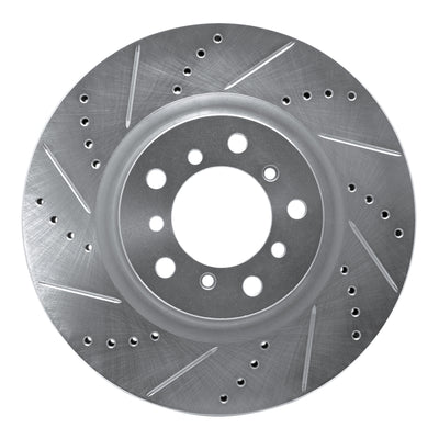 R1 2001-2006 BMW M3 Right Front Drilled & Slotted Silver Brake Rotor
