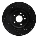 R1 09-10 Ford Taurus SHO Front Left Drilled & Slotted Black Brake Rotor