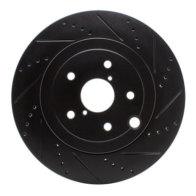 R1 18-25 Subaru WRX Rear Right Drilled & Slotted Black Brake Rotor