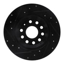 R1 05-18 Audi A3 Rear Right Drilled & Slotted Black Brake Rotor