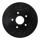 R1 05-11 Dodge Dakota RWD Front Right Drilled & Slotted Black Brake Rotor