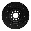 R1 00-06 Audi TT Quattro Front Left Drilled & Slotted Black Brake Rotor
