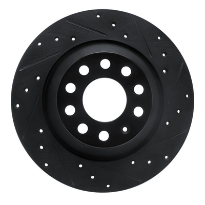 R1 05-11 Audi A6 Quattro Rear Right Drilled & Slotted Black Brake Rotor