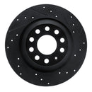 R1 05-11 Audi A6 Quattro Rear Right Drilled & Slotted Black Brake Rotor