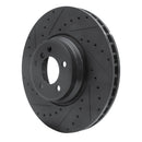 R1 2007-2008 BMW ALPINA B7 Front Left Drilled & Slotted Black Brake Rotor