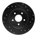 R1 07-14 Suzuki SX4 CrossOVER Rear Left Drilled & Slotted Black Brake Rotor
