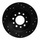 R1 07-08 Hyundai Tiburon Rear Left Drilled & Slotted Black Brake Rotor