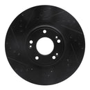 R1 09-14 Hyundai Genesis Sedan Front Left Drilled & Slotted Black Brake Rotor