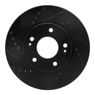 R1 17-22 Hyundai Ioniq Front Left Drilled & Slotted Black Brake Rotor