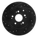 R1 06-14 Honda Ridgeline Rear Left Drilled & Slotted Black Brake Rotor