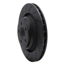 R1 05-23 Chrysler 300 Rear Left Drilled & Slotted Black Brake Rotor