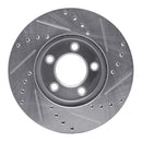 R1 91-00 Ford Taurus (Excl SHO) Front Left Drilled & Slotted Silver Brake Rotor