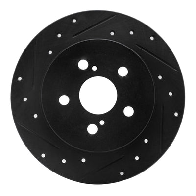 R1 09-24 Lexus CT200H Rear Left Drilled & Slotted Black Brake Rotor