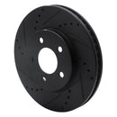 R1 05-10 Ford Mustang Front Left Drilled & Slotted Black Brake Rotor