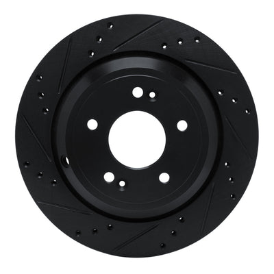 R1 11-17 Hyundai Equus Rear Left Drilled & Slotted Black Brake Rotor