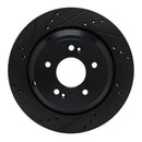 R1 11-17 Hyundai Equus Rear Left Drilled & Slotted Black Brake Rotor
