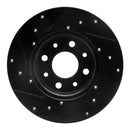 R1 13-19 Fiat 500E Rear Right Drilled & Slotted Black Brake Rotor