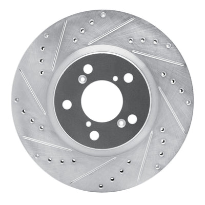 R1 06-14 Honda Ridgeline Front Left Drilled & Slotted Silver Brake Rotor