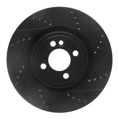 R1 09-14 Mini Cooper (Excl Clubman) Front Right Drilled & Slotted Black Brake Rotor