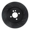 R1 09-14 Mini Cooper (Excl Clubman) Front Right Drilled & Slotted Black Brake Rotor