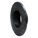 R1 74-99 Land Rover Defender 110 Front Right Drilled & Slotted Black Brake Rotor
