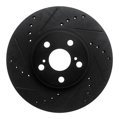 R1 94-99 Toyota Celica Front Left Drilled & Slotted Black Brake Rotor
