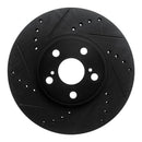 R1 94-99 Toyota Celica Front Left Drilled & Slotted Black Brake Rotor