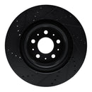 R1 17-25 Tesla Model 3 Front Right Drilled & Slotted Black Brake Rotor