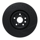 R1 11-25 Lexus IS200T Left Front Drilled & Slotted Black Brake Rotor