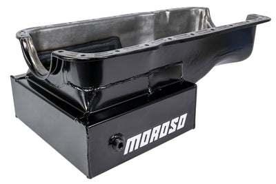 Moroso Ford 351W (w/Front Sump) Kicked Out Road Race Baffled 9qt 8in Steel Oil Pan