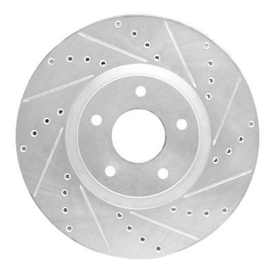 R1 07-17 Nissan Juke Front Right Drilled & Slotted Silver Brake Rotor