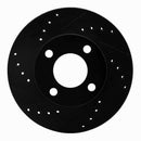 R1 90-91 Audi 90 Quattro Front Left Drilled & Slotted Black Brake Rotor