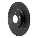 R1 13-25 Mitsubishi Eclipse Cross Rear Left Drilled & Slotted Black Brake Rotor