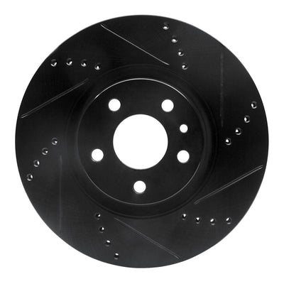 R1 91-20 Alfa Romeo 164 Front Right Drilled & Slotted Black Brake Rotor