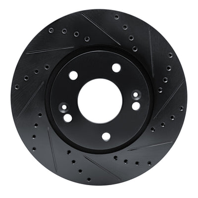R1 07-09 Hyundai Santa Fe Front Right Drilled & Slotted Black Brake Rotor