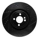 R1 13-13 Mini Cooper (Excl Clubman) Front Right Drilled & Slotted Black Brake Rotor