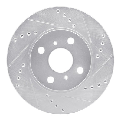 R1 06-19 Scion IQ Front Right Drilled & Slotted Silver Brake Rotor