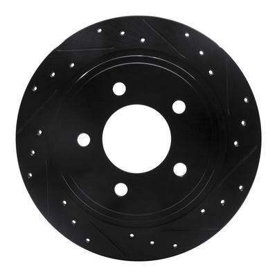R1 04-08 Chrysler Pacifica Rear Right Drilled & Slotted Black Brake Rotor