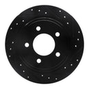 R1 04-08 Chrysler Pacifica Rear Right Drilled & Slotted Black Brake Rotor