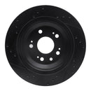 R1 05-12 Acura RL Rear Right Drilled & Slotted Black Brake Rotor