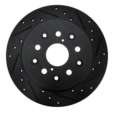 R1 98-10 Lexus GS400 Rear Right Drilled & Slotted Black Brake Rotor