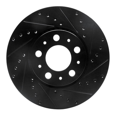 R1 99-09 Volvo S60 Front Right Drilled & Slotted Black Brake Rotor