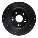 R1 2016-2025 Honda HR-V Rear Right Drilled & Slotted Black Brake Rotor