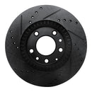 R1 06-15 Mazda MX-5 Miata Front Right Drilled & Slotted Black Brake Rotor