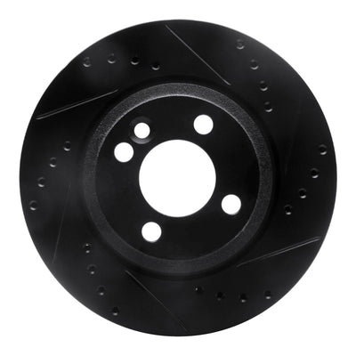 R1 02-08 Mini Cooper (Excl Clubman) Front Right Drilled & Slotted Black Brake Rotor