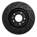R1 04-08 Mazda RX-8 Front Right Drilled & Slotted Black Brake Rotor