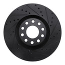 R1 99-04 Audi S6 Front Right Drilled & Slotted Black Brake Rotor